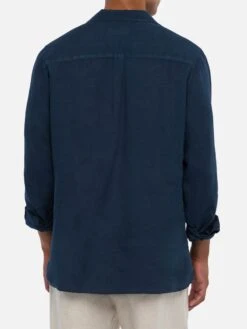 MC2 Saint Barth Navy Blue Linen Polo Shirt Ventotene 8 MC2 Saint Barth Navy Blue Linen Polo Shirt Ventotene -MC2 Saint Barth Shop UID VNT000101897H MAN SHIRT BLUE PLAIN.COLOR MC2 3