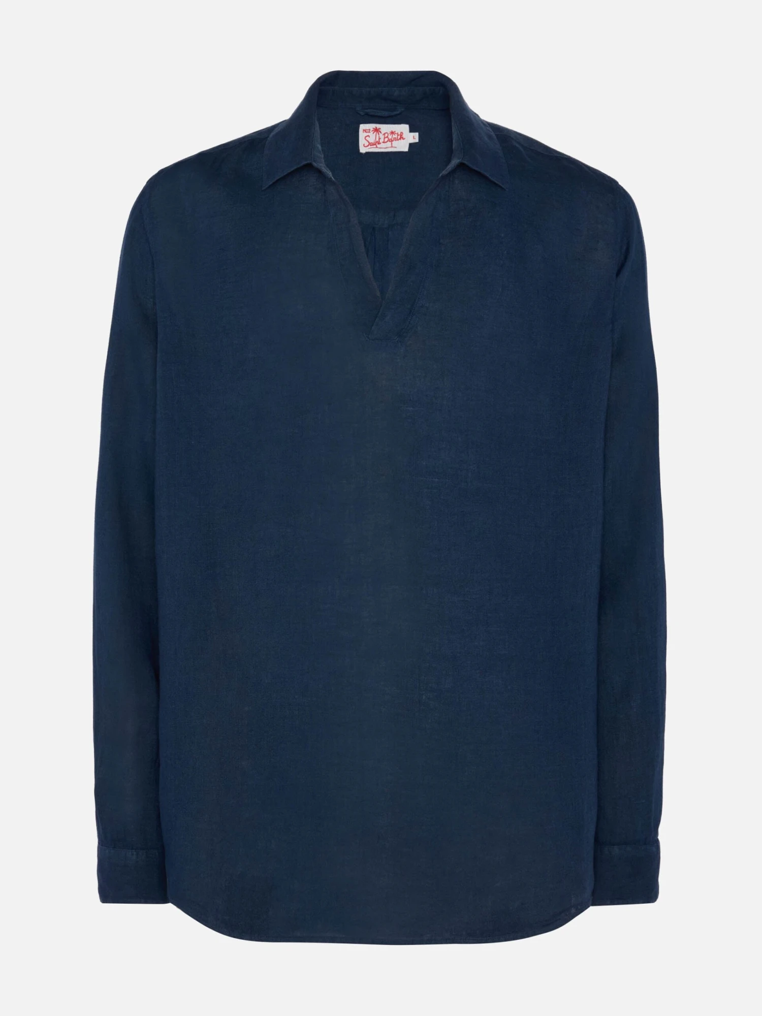 MC2 Saint Barth Navy Blue Linen Polo Shirt Ventotene 6 MC2 Saint Barth Navy Blue Linen Polo Shirt Ventotene - Image 4