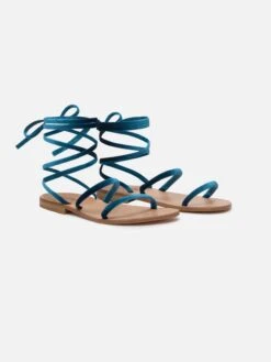 MC2 Saint Barth Turquoise Velvet Wrap Flat Sandals