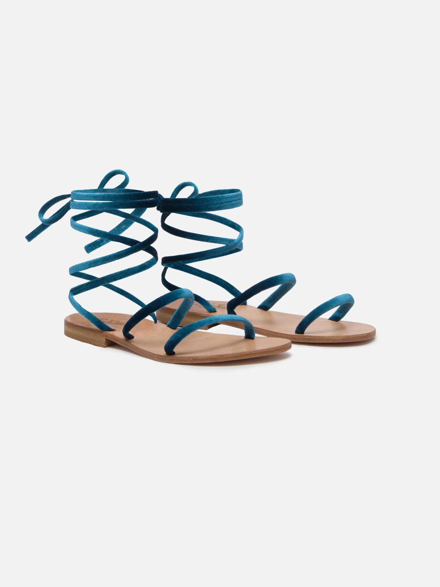 MC2 Saint Barth Turquoise Velvet Wrap Flat Sandals 3 MC2 Saint Barth Turquoise Velvet Wrap Flat Sandals