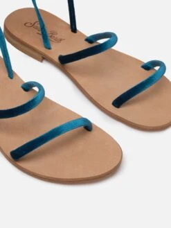 MC2 Saint Barth Turquoise Velvet Wrap Flat Sandals 7 MC2 Saint Barth Turquoise Velvet Wrap Flat Sandals -MC2 Saint Barth Shop UID WRSA00102113H ACCESSORY SHOES SKY PLAIN.COLOR MC2 3