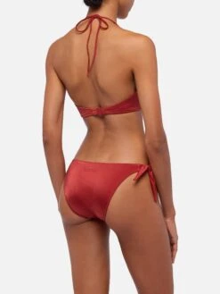 MC2 Saint Barth Shimmer Brick Red Bandeau Bikini Dhalia Yali -MC2 Saint Barth Shop UID YAL000100147H WOMAN BOTTOMBIKINI RED PLAIN.COLOR 3