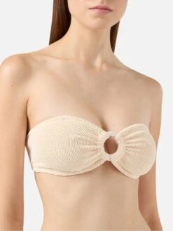 MC2 Saint Barth Bandeau Bikini Yulia Naomi In Crinkle Beige -MC2 Saint Barth Shop UID YUL000205835H WOMAN TOPBIKINI BEIGE 0 0 2