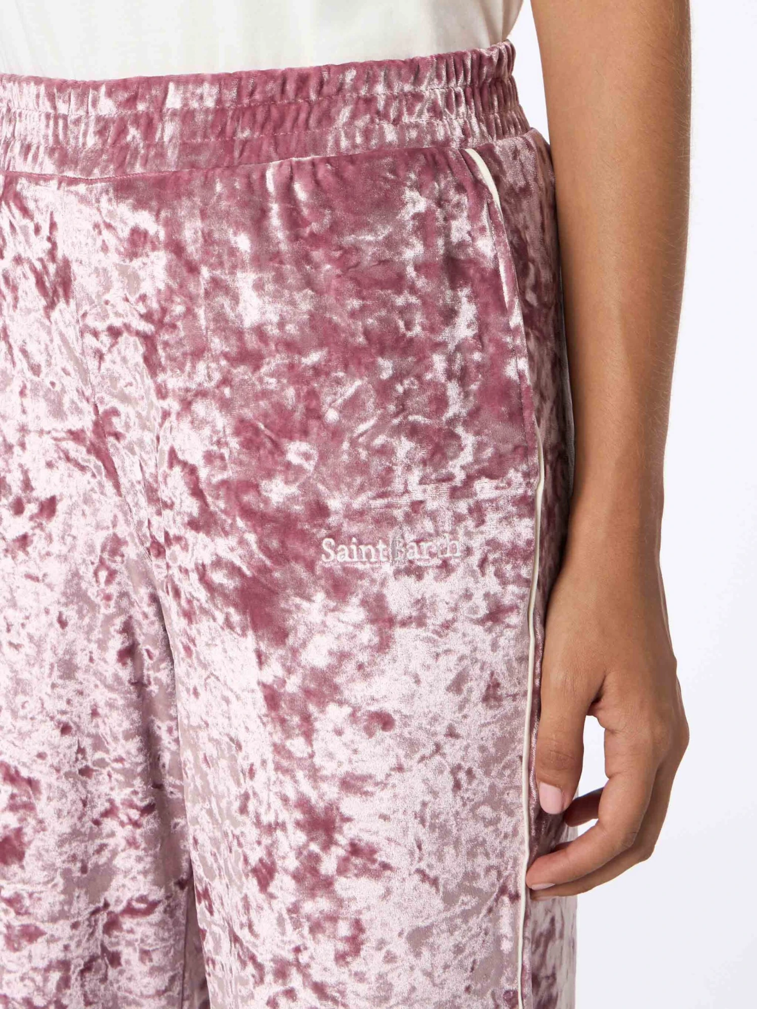 MC2 Saint Barth Woman Pink Chenille Jogger Pants Yvonne 5 MC2 Saint Barth Woman Pink Chenille Jogger Pants Yvonne - Image 3