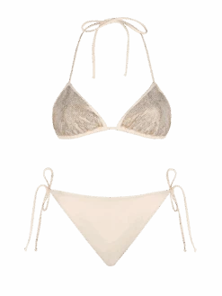 MC2 Saint Barth Woman Triangle Beige Bikini With Rhinestones