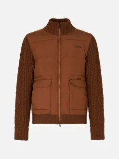 MC2 Saint Barth Man Brown Padded Jacket With Knitted Sleeves -MC2 Saint Barth Shop WHI0002 00126E man knitted sleeves padded jacket 4