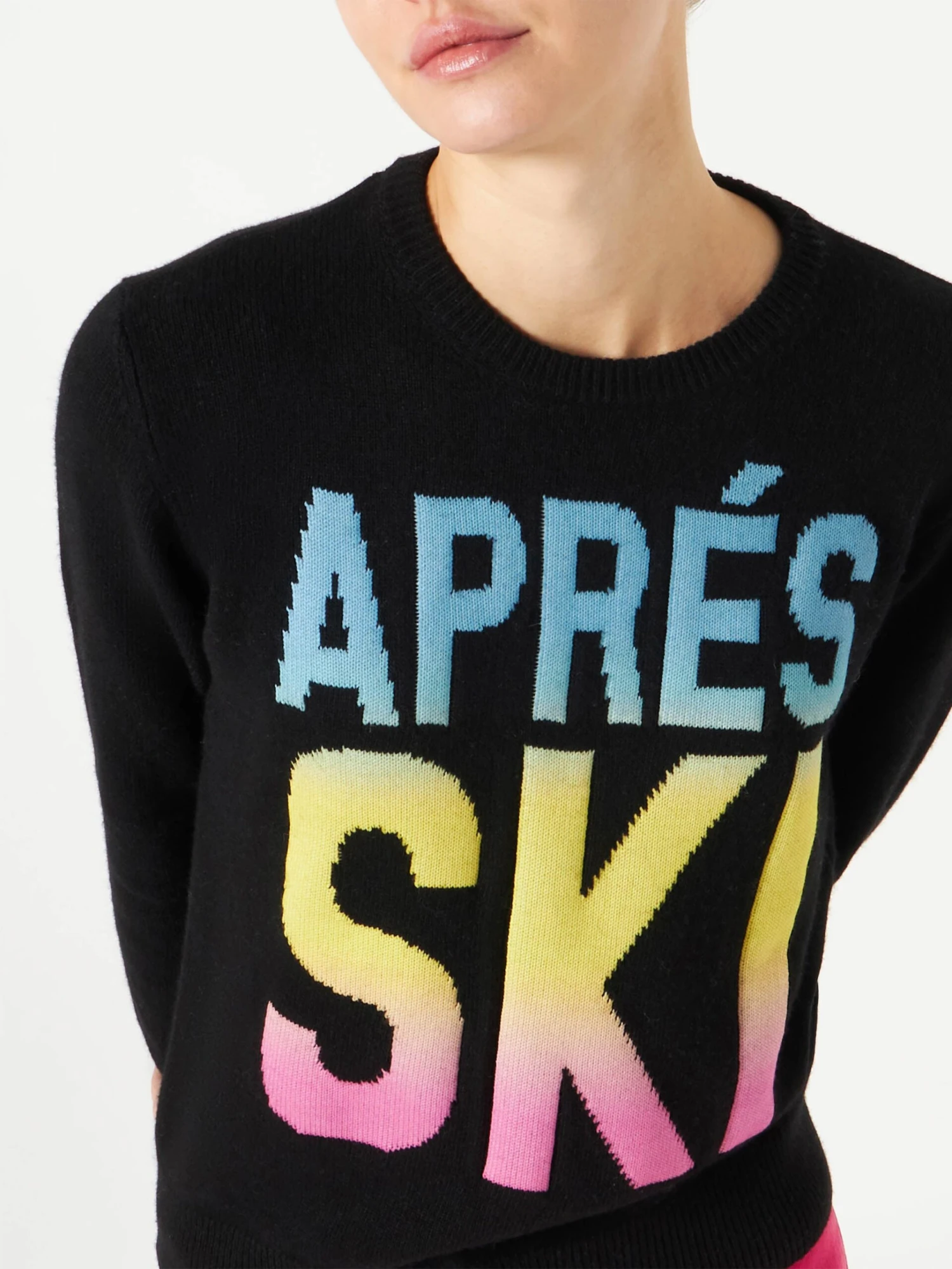 Woman Black Sweater Aprés Ski Degrade Writing 4 Woman Black Sweater Aprés Ski Degrade Writing - Image 2