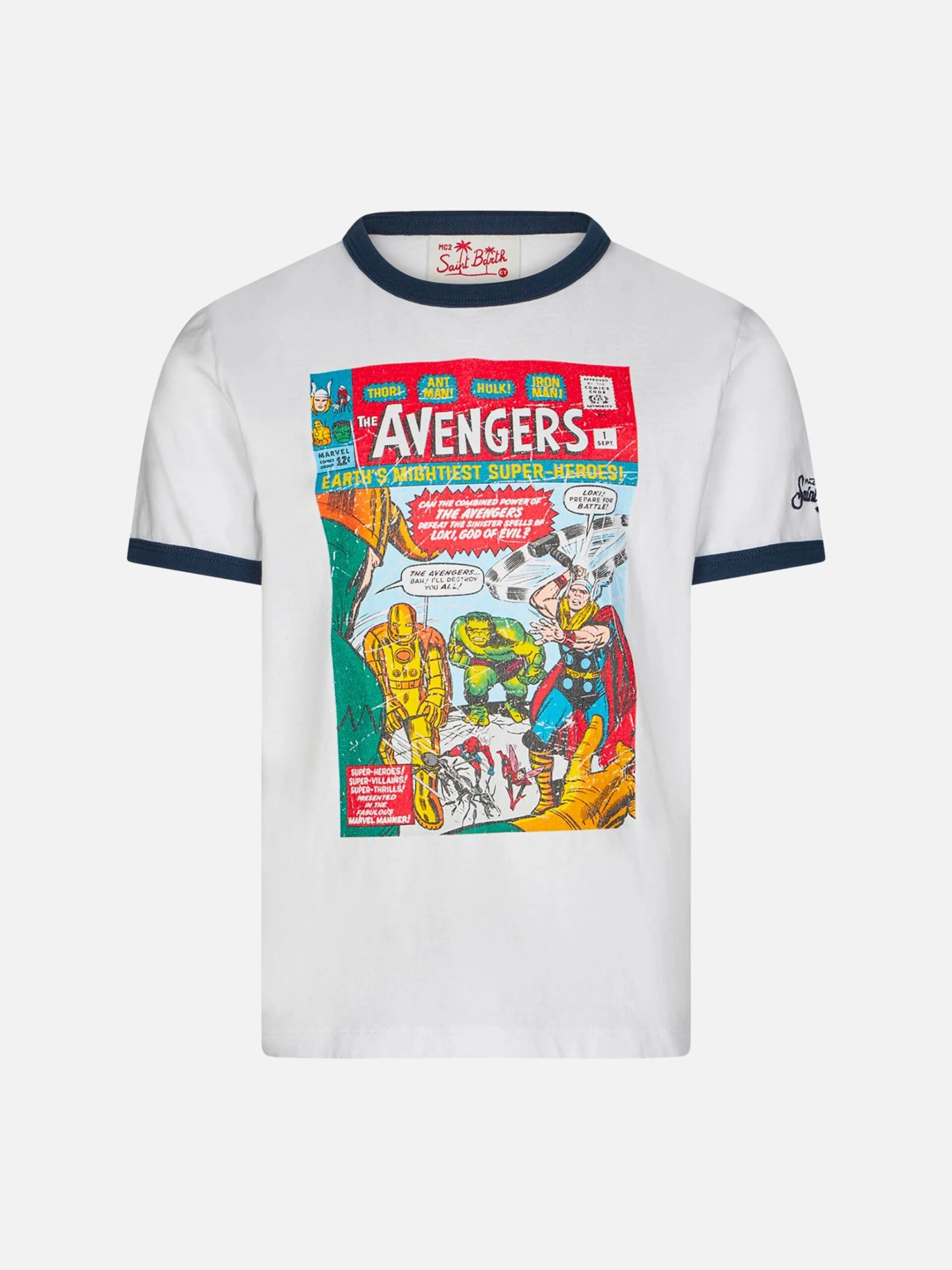 MC2 Saint Barth Kid White Cotton T-shirt With Avengers Front Print | MARVEL SPECIAL EDITION 3 MC2 Saint Barth Kid White Cotton T-shirt With Avengers Front Print | MARVEL SPECIAL EDITION