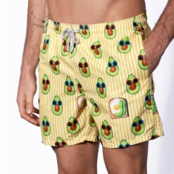 Mid-length Swim Shorts Avocado Toast Striped Print -MC2 Saint Barth Shop avocado 1