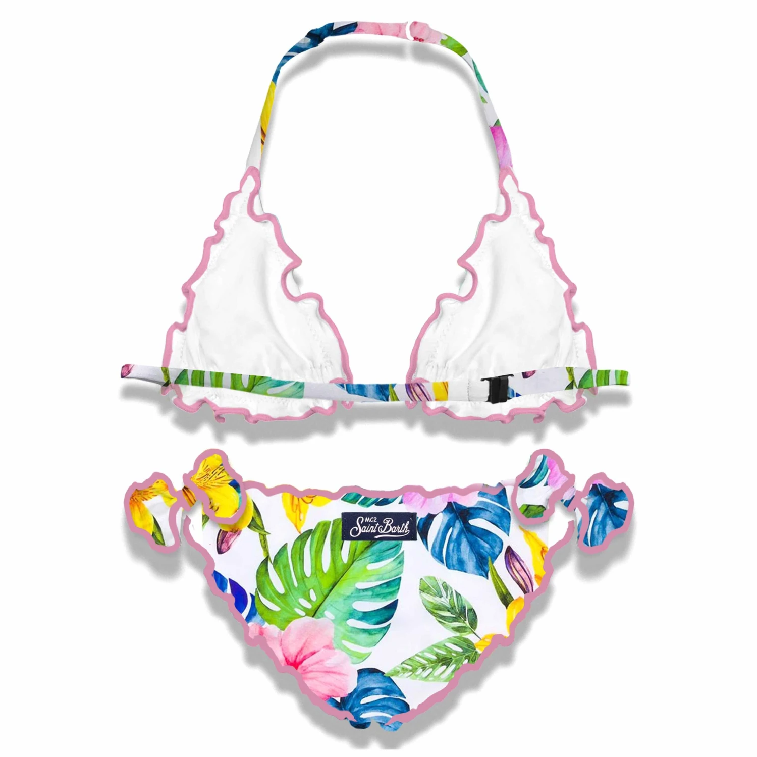 Girl Triangle Bikini With Tropical Print 5 Girl Triangle Bikini With Tropical Print - Image 3
