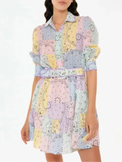 Multicolor Bandanna Linen Short Dress Daisi