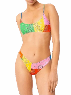 MC2 Saint Barth Woman Bralette Bikini With Multicolor Bandanna Print