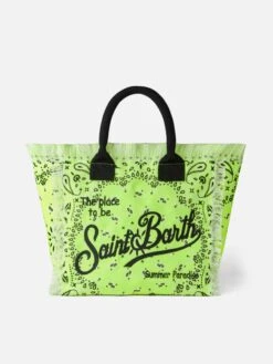 MC2 Saint Barth Vanity Fluo Yellow Shoulder Bag With Bandanna Print