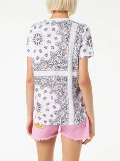 MC2 Saint Barth Woman Linen T-shirt With Bandanna Print -MC2 Saint Barth Shop bandanna linen tshirt woman 2