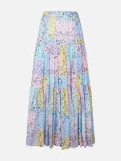 Bandanna Print Cotton Skirt -MC2 Saint Barth Shop bandanna pastel long skirt 4