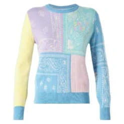 Woman Brushed Sweater With Bandanna Print -MC2 Saint Barth Shop bandanna pastel sweater woman