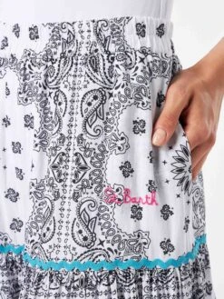 MC2 Saint Barth Woman Cotton Long Skirt With Bandanna Print -MC2 Saint Barth Shop bandanna skirt ruffled long 3
