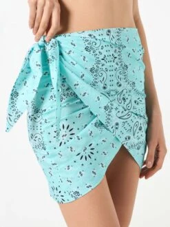 MC2 Saint Barth Woman Cotton Mini Skirt Pareo Angie With Bandanna Print 8 MC2 Saint Barth Woman Cotton Mini Skirt Pareo Angie With Bandanna Print -MC2 Saint Barth Shop bandanna water green skirt 3