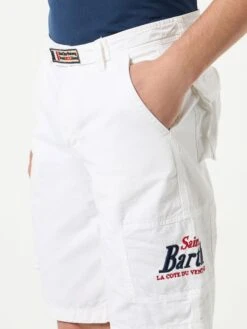 White Cargo Bermuda With Pockets -MC2 Saint Barth Shop bermuda white cotton cargo 3
