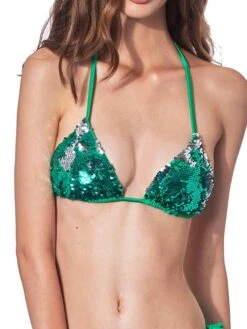 Sequined Green Triangle Bikini 9 Sequined Green Triangle Bikini -MC2 Saint Barth Shop bikini paiettes bralette woman 1