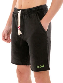 Black Cotton Man Bermuda Faded Look -MC2 Saint Barth Shop black bermuda