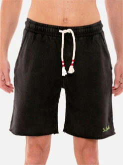 Black Cotton Man Bermuda Faded Look