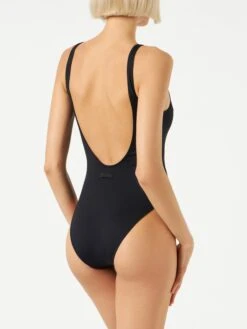 MC2 Saint Barth Woman One Piece Swimsuit With Bride Girl Rhinestone Embroidery -MC2 Saint Barth Shop black one piece swimsuit 2
