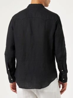 MC2 Saint Barth Man Black Linen Shirt -MC2 Saint Barth Shop black shirt linen man 2