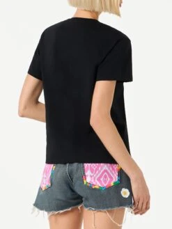 MC2 Saint Barth Woman Cotton T-shirt With Bride Girl Rhinestone Embroidery -MC2 Saint Barth Shop black tshirt bride team rhinestones embroidery 2