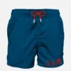 Blue Man Swim Shorts With Pocket -MC2 Saint Barth Shop blue mid length swim shorts with st barth embroidery