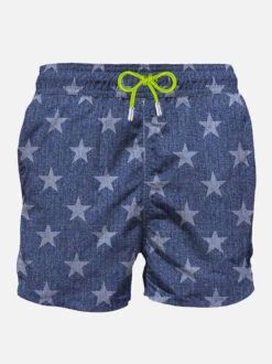 Blue Stars Mid-length Swim Shorts
