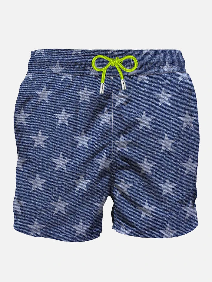 Blue Stars Mid-length Swim Shorts 3 Blue Stars Mid-length Swim Shorts