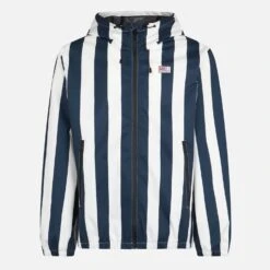 MC2 Saint Barth Man Hooded Lightweight Windbreaker With Striped Print -MC2 Saint Barth Shop blue striped man windbraker 3