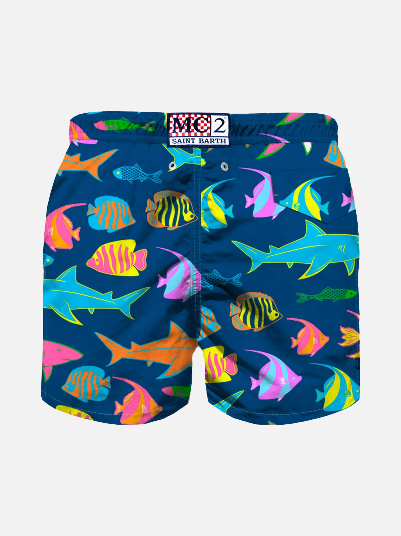 Colorful Fishprint Boy's Blu Swimshorts 4 Colorful Fishprint Boy's Blu Swimshorts - Image 2
