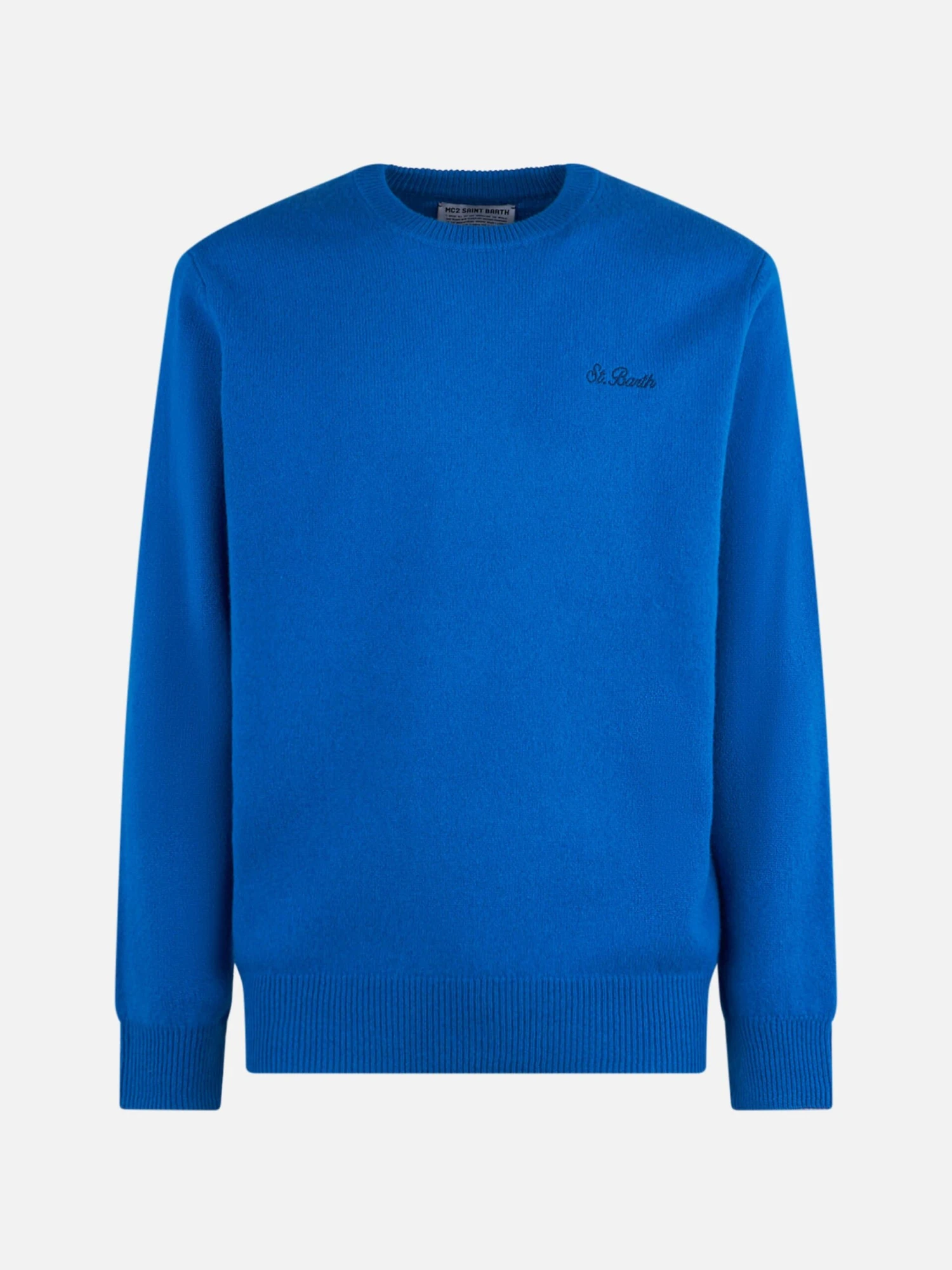 MC2 Saint Barth Man Crewneck Bluette Sweater With St. Barth Embroidery 6 MC2 Saint Barth Man Crewneck Bluette Sweater With St. Barth Embroidery - Image 4