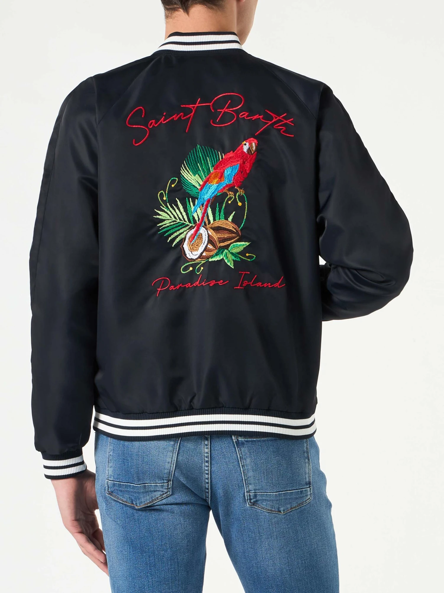 MC2 Saint Barth Man Blue Navy Jacket With Parrots Embroidery 3 MC2 Saint Barth Man Blue Navy Jacket With Parrots Embroidery