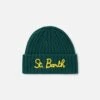 MC2 Saint Barth Boy Green Beanie With St. Barth Embroidery