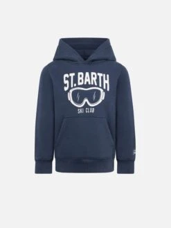 MC2 Saint Barth Boy Blue Hoodie With St. Barth Ski Club Print