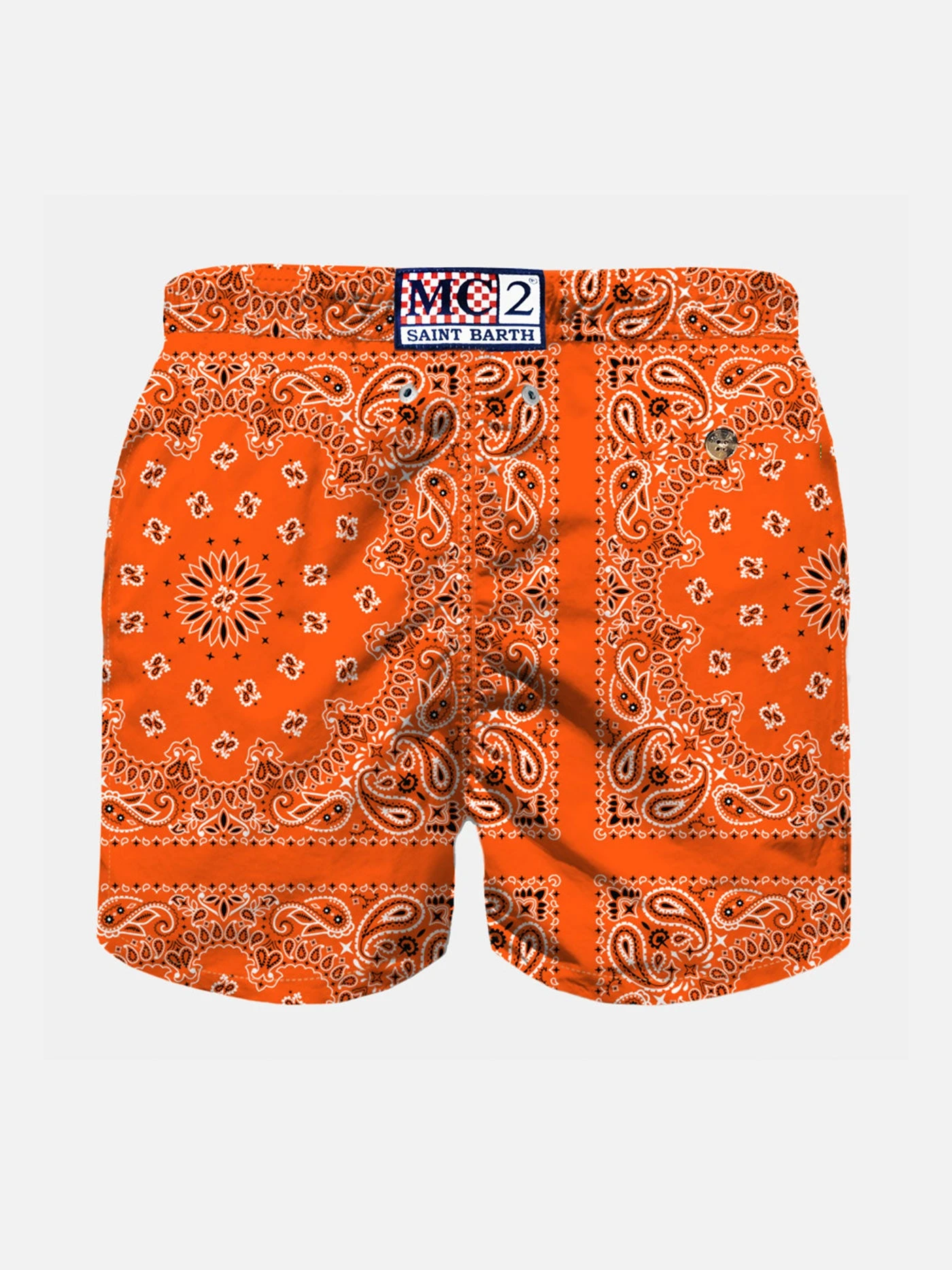 MC2 Saint Barth Boy Swim Shorts With Orange Bandanna Print 4 MC2 Saint Barth Boy Swim Shorts With Orange Bandanna Print - Image 2