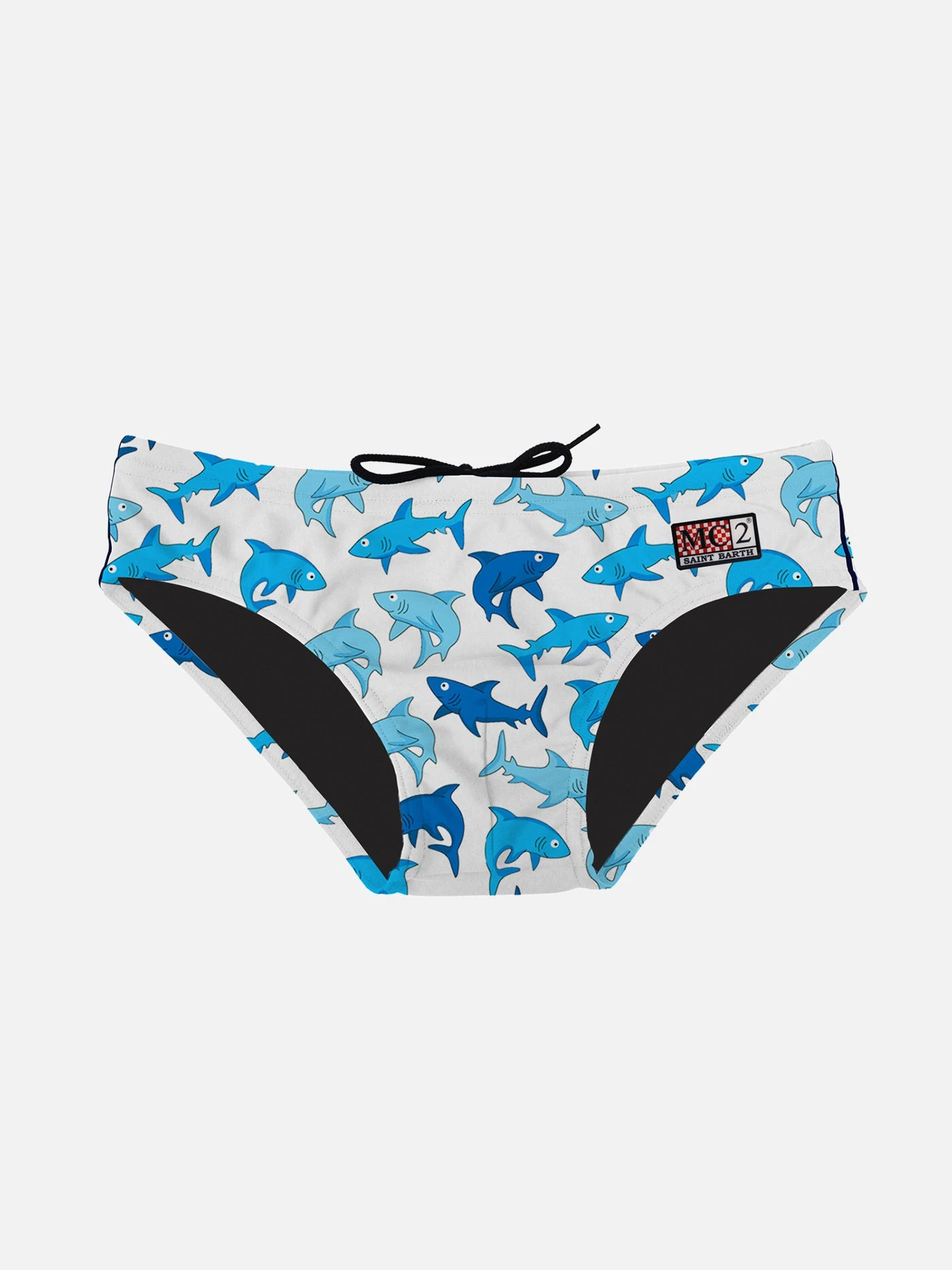 MC2 Saint Barth Boy Swim Briefs With Light Blue Sharks Print 3 MC2 Saint Barth Boy Swim Briefs With Light Blue Sharks Print