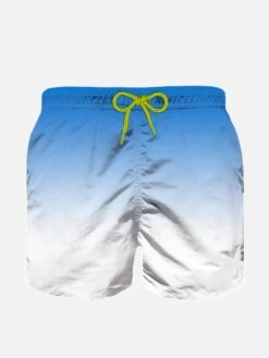 Boy Swim Shorts With Bluette And White Gradient Print