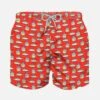 Micro Tuna Box Print Boy's Light Red Swimshorts -MC2 Saint Barth Shop boy swimshort tuna box 01