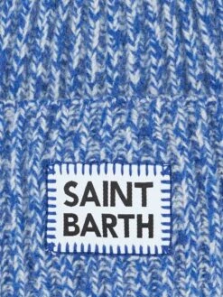MC2 Saint Barth Kid White And Bluette Mouliné Beanie With Saint Barth Embroidery -MC2 Saint Barth Shop boy white and bluette mouline beanie with st barth embroidery2