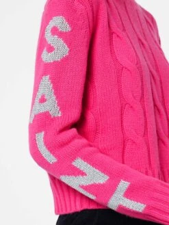 MC2 Saint Barth Woman Crewneck Braided Sweater With Saint Barth Lurex Jacquard 10 MC2 Saint Barth Woman Crewneck Braided Sweater With Saint Barth Lurex Jacquard -MC2 Saint Barth Shop braided fuchsia lurex sweater 4