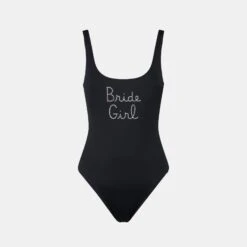 MC2 Saint Barth Woman One Piece Swimsuit With Bride Girl Rhinestone Embroidery