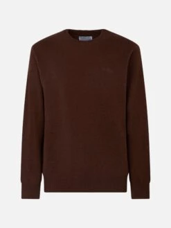 MC2 Saint Barth Man Crewneck Brown Lambswool Sweater With St. Barth Embroidery -MC2 Saint Barth Shop brown sweater man wool 4