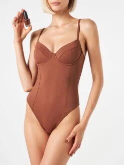 MC2 Saint Barth Woman Underwired One Piece Swimsuit -MC2 Saint Barth Shop brown swimsuit opi nailpolish 1