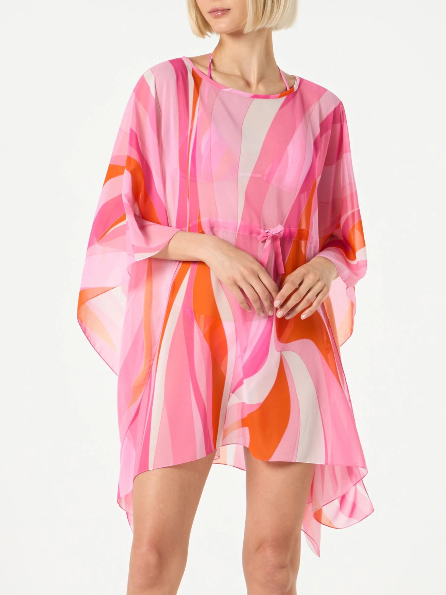 MC2 Saint Barth Pink And Orange Wave Print Caftan 3 MC2 Saint Barth Pink And Orange Wave Print Caftan