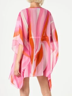 MC2 Saint Barth Pink And Orange Wave Print Caftan 8 MC2 Saint Barth Pink And Orange Wave Print Caftan -MC2 Saint Barth Shop caftan wave summer woman3