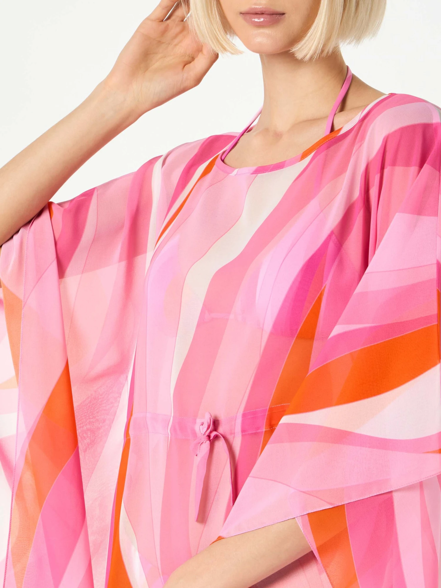 MC2 Saint Barth Pink And Orange Wave Print Caftan 4 MC2 Saint Barth Pink And Orange Wave Print Caftan - Image 2